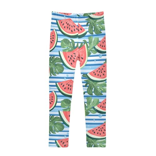Wusikd Watermelon Girls' Leggings Toddler Doodles Leaves Kids Yoga Pants Dance Active Tights 4T