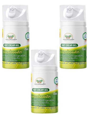 VARICOBOOSTER Gel-Crema para pies 3x75ml, más de 25 ingredientes cuidadosamente seleccionados, nueva fórmula mejorada para pies a base de componentes naturales, nova botea Airless-Pumpe