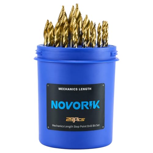 Novorik COBALT DRILL BIT SET 29PC ROUND BOX Mechanics Length Step Point Drill Bit Set 1/16 Inch cover