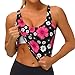Women Girls Sports Vest U-Shaped Back Comfy Athletic Tops with Bralette Pads Sleeveless Sportswear for Training Fitness, Cherry Branch Pink Blossom Floral
