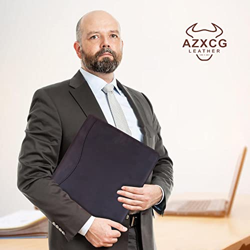 Azxcg Portfolio Folder Leather Portfolio For Men,Personalized Padfolio Tablet Case For Ipad Pro 12.9" 2018/2020/2021 Holder, Professional Organizer Conference Document Card Holder #TOP5