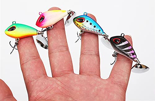 Foto von LEZUAN Jig Spinner mit Spoon VIB Spinnerbait aus Metall Spinner Jig mit Drillinge Haken Angelköder Casting Platinen Kunstköder für Forelle, Barsch, Hecht, Döbel, Zander(2*Leuchtend,17g/3cm)