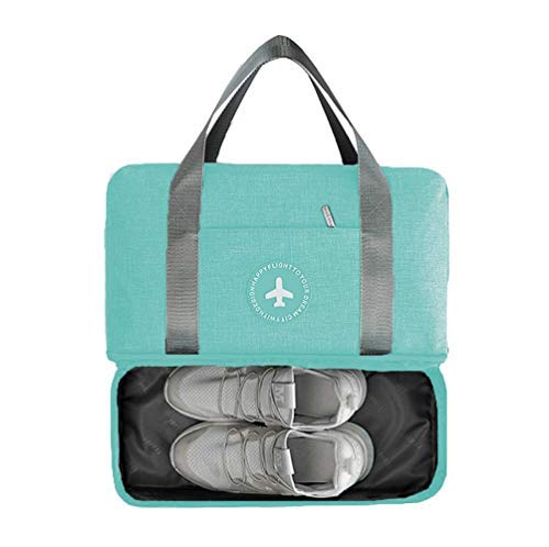 LOMAO Sports Bag Gym Bag with Shoes Compartment Hiking Travel Luggage Bag for Men and Women (Tiffany Blue)