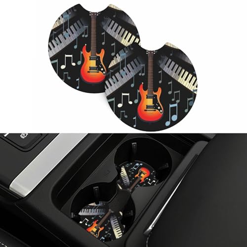 2 posavasos para carro con diseño guitarra y piano miniatura 7