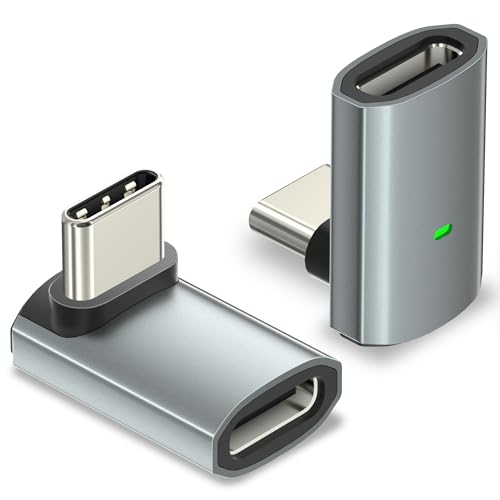 BRV Explorer USB C Winkel Adapter 2 Stück USB C Winkelstecker 90 Grad 40Gbps 240W Schnellladeadapter 8K@60Hz Typ C Adapter für Steam Deck Switch iPhone 17/16 Pro Max MacBook Pro iPad Pro