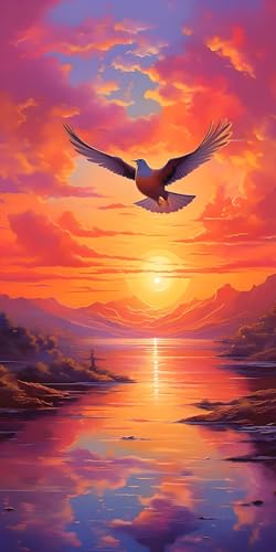 Diamond Painting Grandi Dimensioni 90x180cm, Diamond Painting Kit Completo Pigione del tramonto Diamond Painting Bambina, Hobby Creativi Adulti Strass Ricamo Painting Kit, Wall Home Decor Regalo L-241