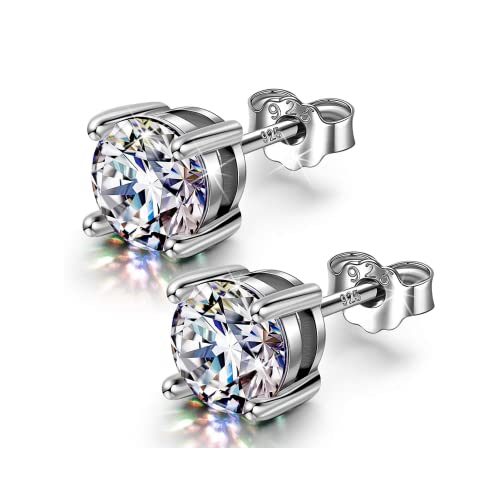 Image of HIGHSPARK 925 Silver Solitaire Earrings for Women | 92.5 Sterling Silver and Diamond like Brilliance Sparkling Zirconia for that Stunning Shine | Lovely Gift