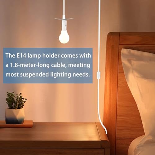 2 Stück Kabel mit Schalter für Salzlampe Lampenfassung E14 mit 1,8M Lampenkabell und Schalter E14 Fassung mit EU-Stecker Salzlampenfassung Weiß für Lampenaufhängung Salzleuchte Deckenlampe DIY Lampen
