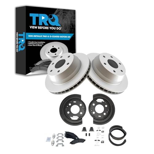 Image of TRQ Rear Brake Pad & Rotor Kit Compatible with 02-03 Cadillac 02-06 Chevrolet GMC