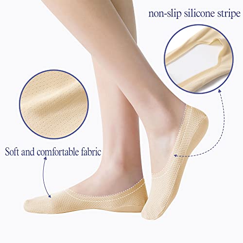 Fixseed Meias invisíveis femininas invisíveis invisíveis, antiderrapantes, respiráveis, finas, 6 par