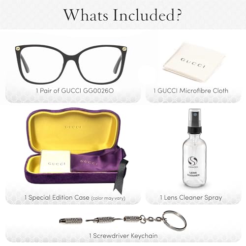 Image of Gucci GG0026O Designer Fashion Eyeglasses Stylish Square Frame Eyewear with Luxury eSHADES Kit - Embrace Sophistication and Elegance