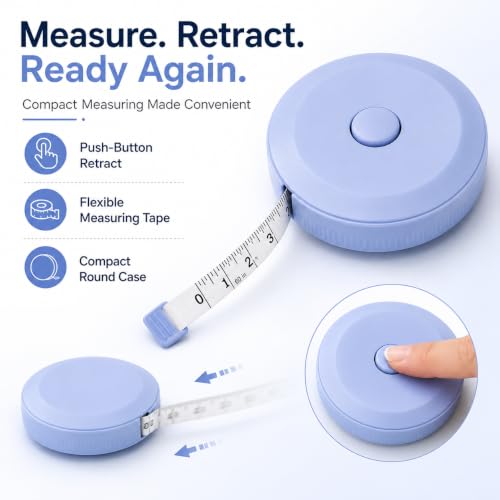 Image of Woffely Sewing Accessories Combo Kit, 2-in-1 Needle Threader Tool with Round Retractable Measuring Tape, Soft Flexible Tape Measure for Tailoring, Fabric, Embroidery, Clothing Repair & DIY Crafts