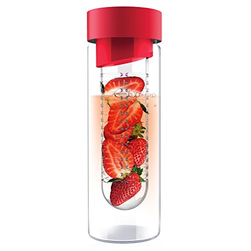Asobu Flavor It 20 Ounce Glass Water Bottle With Fruit Infuser, Red #TOP5