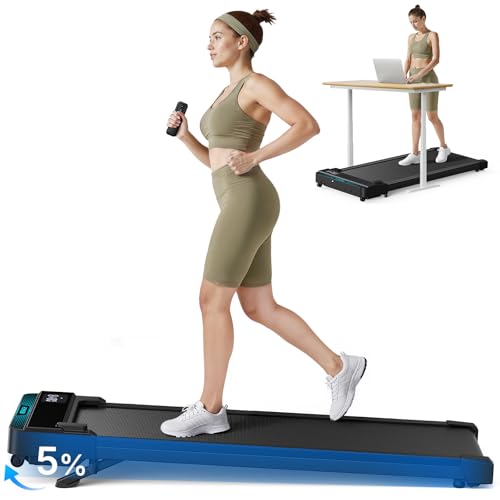 MERACH 2 IN 1 Walking Pad with 5% Incline, 2-6 km/h Treadmill for Home, 3.0HP Under Desk Treadmill, Walking Pad for Home and Office, Remote Control, Load Capacity up to 136 kg, LED Display, APP