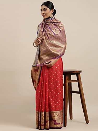 Image of Panzora Women's Banarasi Silk Saree With Unstitched Blouse Piece