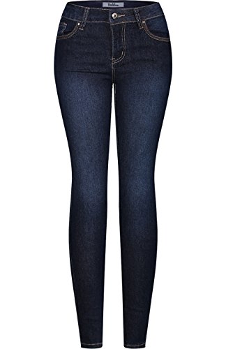2LUV Women's Stretchy 5 Pocket Dark Denim Skinny Jeans Back to School Junior Clothing Apparel Medium Blue 13
