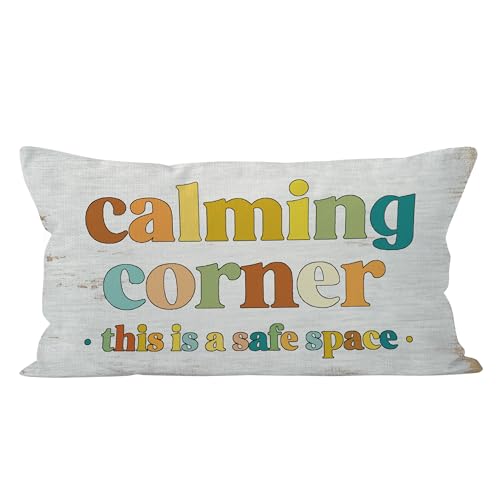 QGFM Calm Down Corner Supplies Pillow Covers 12x20, Therapy Counseling Office Calming Corner Must Haves, Mental Health Decorative Pillow Covers for Kids Bedroom Classroom Therapist Office Style(F)