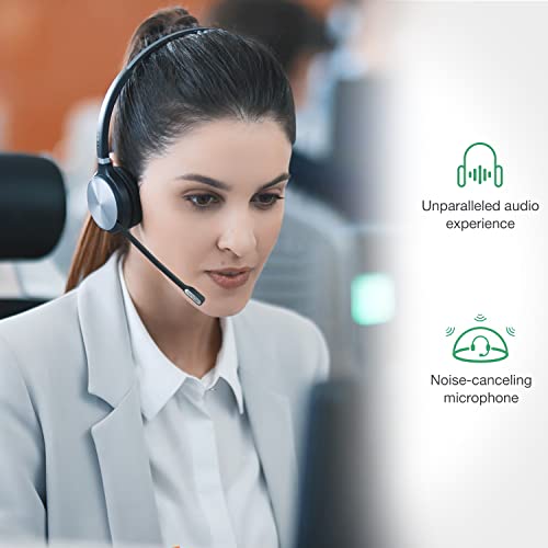 Yealink Phone Headsets For Office Phones Yhs36 Qd To Rj9 Wired Headset Compatible With Poly Avaya Snom Grandstream Phones Desk Landline Voip Headset With Microphone -Mono/124G/2.1M Cable #TOP4
