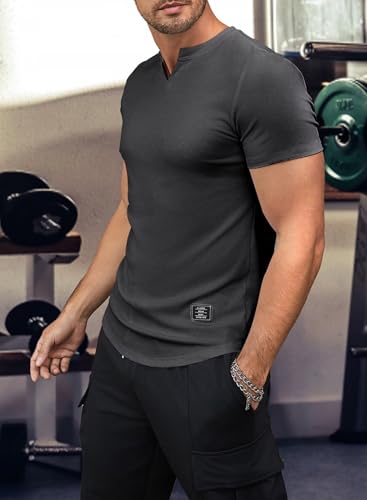 Mens Knit Shirts Business Casual Gym Workout Athletic Tees Muscle Shirts4