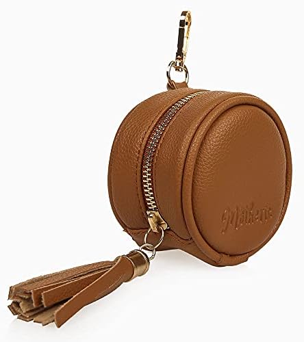 Motheric Vegan Leather Brown Pacifier Holder Pouch for Diaper Bag with Clips for Boys and Girls- Key Pod - Paci Keeper Case - Keychain Pod for Diaper Bag - Pacifiar Teething Storage Container