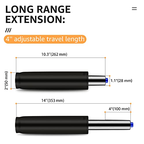 Mastery Mart Office Chair Gas Lift Cylinder Replacement, Heavy Duty 450Lbs/204Kgs, Universal Size Fits Most Office Chair And Swivel Chair, 4'' Length Extension (Matte Black) #TOP2