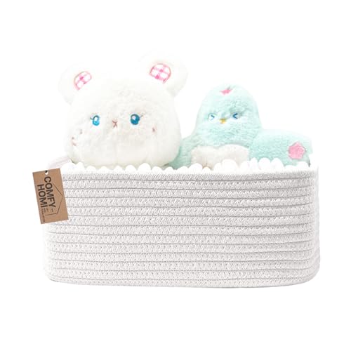 COMFY-HOMI 11.5"x7.5"x4.7" Storage Baskets for Organizing | Cotton Rope Woven Basket | Toy Storage Bin Box | Basket for Shelves, Closet Organizer Bin, Decorative Closet Shelf, 1 Pack all whi