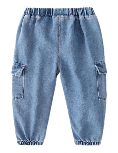 Boys Jeans Denim Jogging Pants Elasticated Waist Stretch Cargo Trousers2