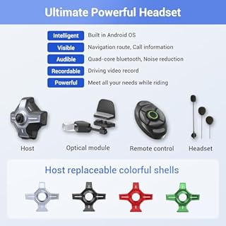 MOTOEYE E6+ Motorcycle Helmet HUD, Head Up Display, Bluetooth,GPS, CarPlay, Android Auto, Mesh Intercom, Rearview Camera, Remote Control, Noise Reduction, RGB Lights, IP66 for All Helmets (E6+)