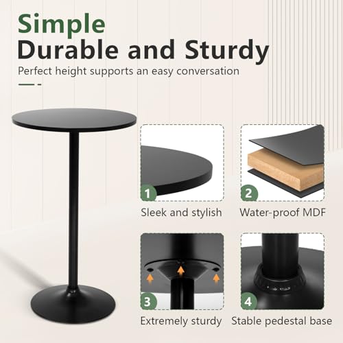 image for FDW Bistro Pub Table 40 Inch Height Cocktail Table Round Bistro Bar Ta