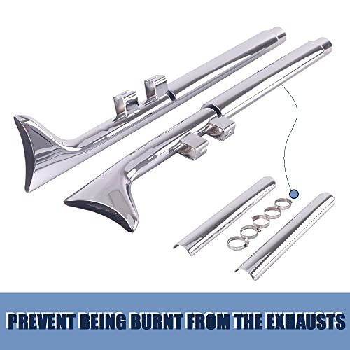 Full Coverage Chrome Fishtail Heat Shield, For 1995-2016 Harley Touring W Clamps #TOP3