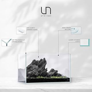 Ultum Nature Systems Ultra Clear Rimless Nano Aquarium - Low Iron Glass Fish Tank with 45° Mitered Edges, 5mm-12mm Thick, Leveling Mat Included (5N, 5 Gallon)