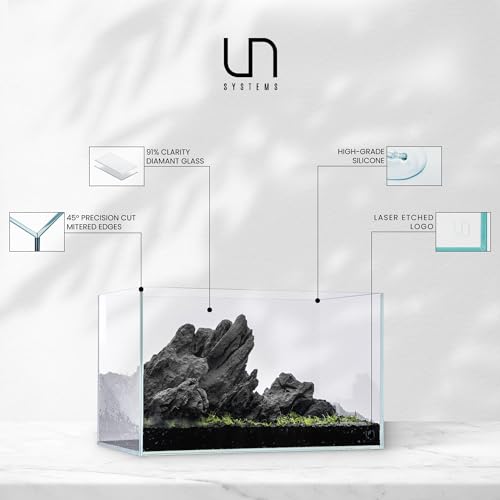 Image of UNS Ultra Clear Rimless Tank - 11.9GAL | 45.3L - 17.71x11.02x14.17 | 45x28x36 CM, 5mm Glass Thickness, Leveling Mat Included - Low Iron, High Clarity Fish Tank w / 45 Mitered Edge - [45T]