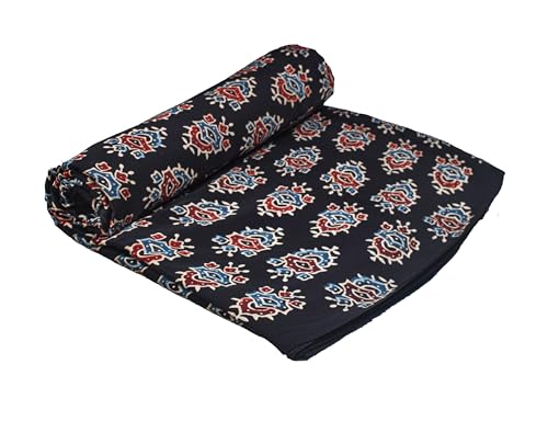 Image of Ethnics of Kutch Womens's Ajrakh Modal Silk Natural Dye Hand Block Print Unstitched Kurta Fabric
