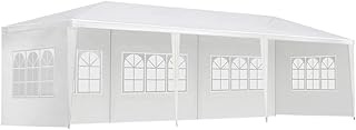 Instahut 3x9m Outdoor Gazebo Party Tent, White Steel Frame with 5 Removable Windows, UV & Water Resistant