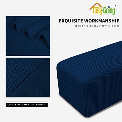 Cubierta otomana elástica XL azul marino para taburete rectangular plegable y protector 5