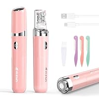 Gesichtshaarentferner für Frauen, 2 in 1 Elektrischer Gesichts Epilierer Damen mit LED-Licht Wiederaufladbar Schmerzfreie Gesichtsrasierer für Körper, Wangen, Kinn, Arme, Bikini(Rosa)