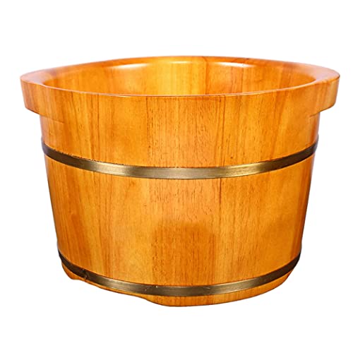 Balde para baños de pies de madera maciza con tapa