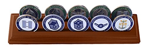 DECOMIL Military Collectible Challenge Coin Holder (Medium, 2 Rows) Solid Walnut