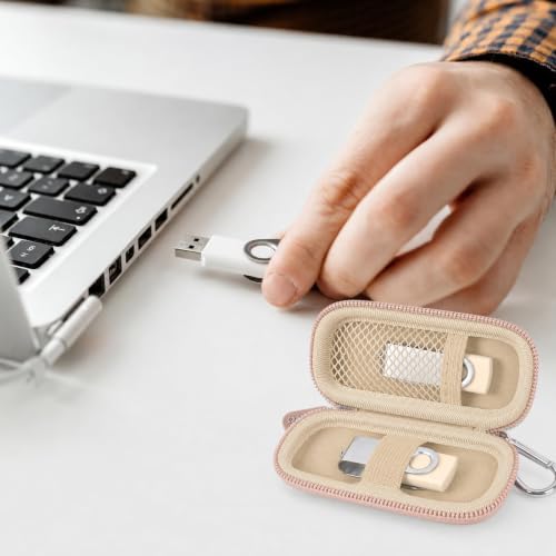 Image of USB Flash Drive Case, SD Card /Thumb Drive /Memory Cards Holder, Bag Only | SDXC /SDHC Storage, Electronic Accessories Organizer for SanDisk / for Samsung, for Students /IT /Office /School /Travel, RoseGold
