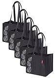 Planet E Reusable Grocery Shopping Bags – Multi-purpose Foldable Bags Made of Recycled Plastic (Pack of 5)