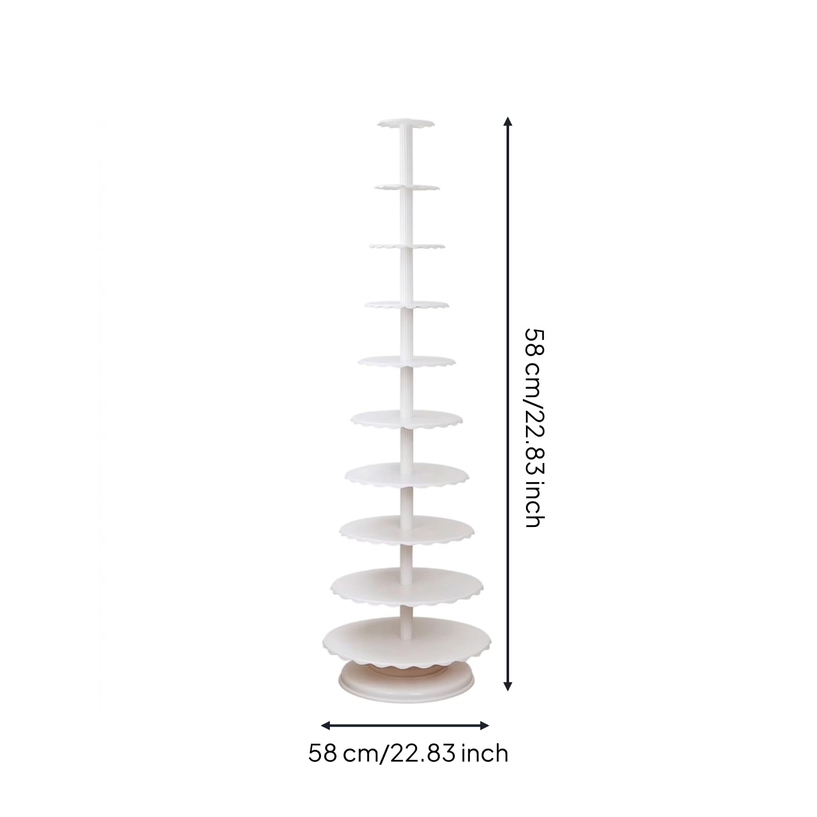 Présentoir Pâtisserie à Colonne Centrale pour Neuf Niveaux Friandises avec Espacement Vertical Dix-huit Centimètres