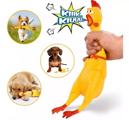 Brinquedo Galinha 31Cm Para Cães, Brinquedo para Pet Amarelo de 31CM, Ideal Para Cachorro e Cão de M
