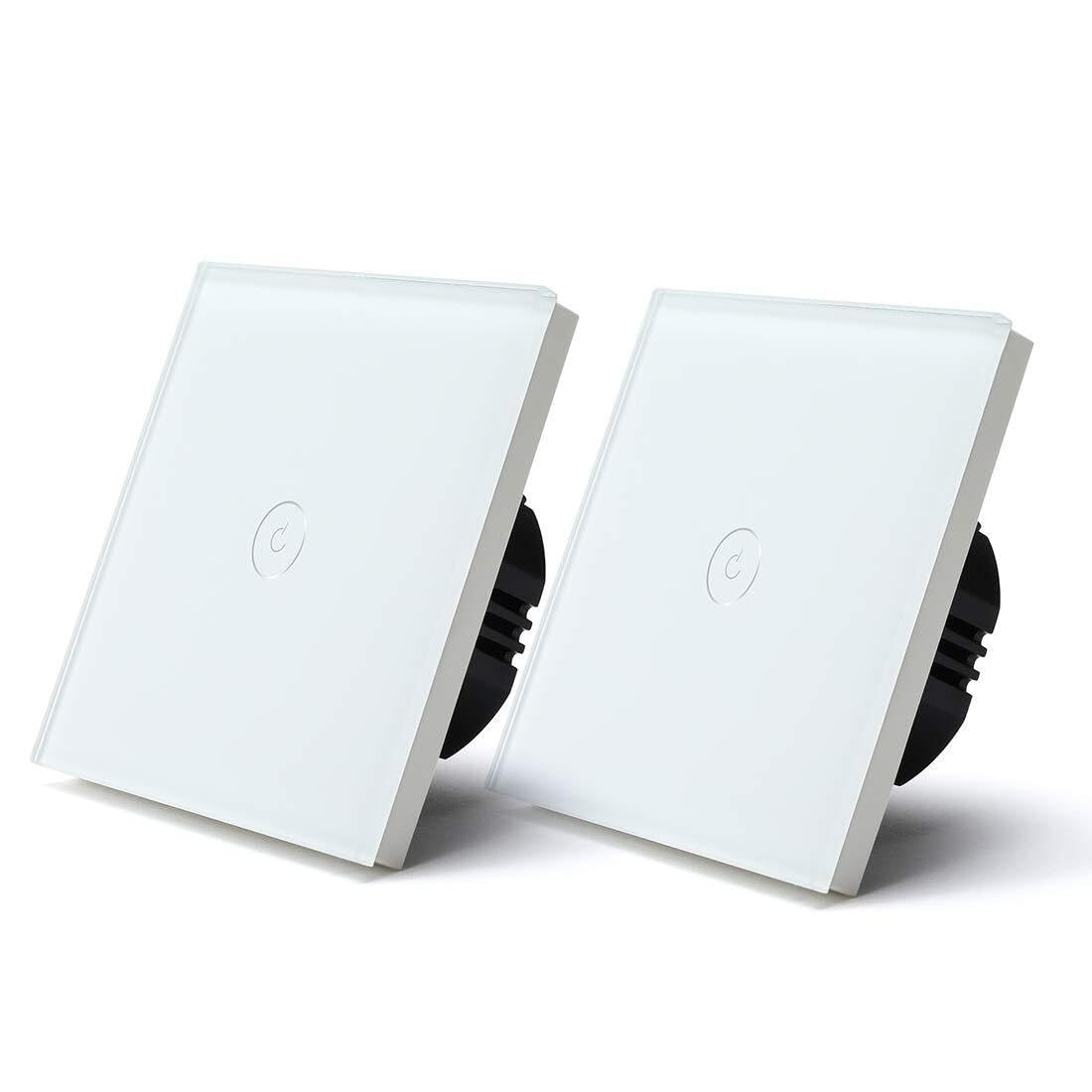 Smart Touch Light Switch 1 Gang 3 Way Wireless Wall 2 Pack Multicolor(White)