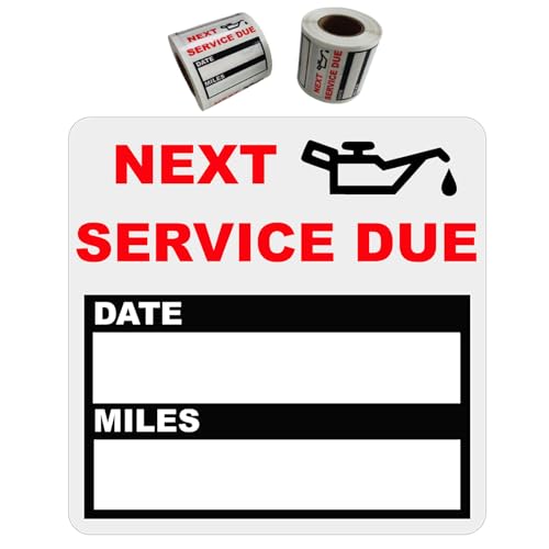 200 Count Clear Oil Change Stickers 2 X 2 Inches Removable Auto Maintenance Next Service Due Reminder Labels in Roll with Perforation Line