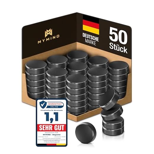MYMIND® Magnete für Magnettafel [EXTRA STARK] – 50x Kleine Magneten 18x5mm – Ideal als Magnet für Kühlschrank, Whiteboard & Pinnwand – Kühlschrankmagnete Schwarz – Kein Zerkratzen