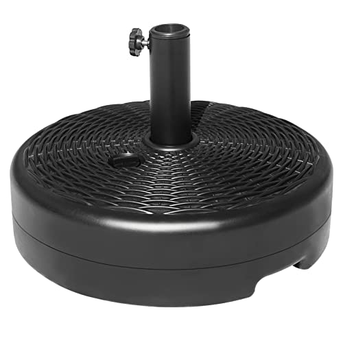 Mansader Fillable Plastic Umbrella Base Stand 50 Lbs Water Table Patio Umbrella Bases, Weighted Outdoor Patio Market-Heavy Duty Umbrella Stands, For Outdoor, Lawn, Garden, Pool, Rattan Weave (Black) #TOP4