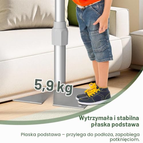 EMART Regulowany stojak do teł fotograficznych typu Pipe and Drape, 270 × 305 cm, wytrzymały metalowy stelaż z płaską podstawą do dekoracji wesel, przyjęć urodzinowych i bankietów, srebrny