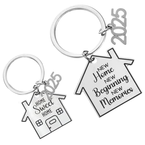Yuanan 2 Pcs New Home Keyring, New Home Gifts for Couple, News House Keyring, House Keyrings, Personalised Keychain, First Homes Keyrings for Friends Couples and Family