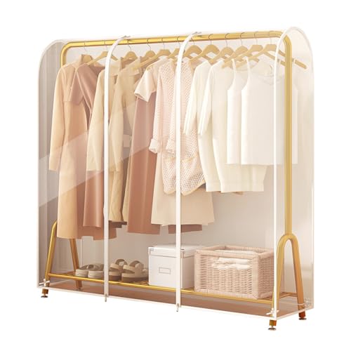 HYAVIA Clear Garment Rack Cover, Dustproof Clothes Rack Cover with 2 Durable Zippers, Waterproof Clothing Protector, 150 x 50 x 150 cm