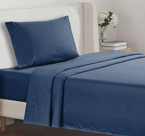 California Design Den - Twin XL Deep Pocket Sheets Soft 100% Cotton Cooling Sheets Deep Pockets Snug Fit Elastic, 500 Thread Count, 3-Pc, Best Hotel Quality Bed Sheets Twin XL Sheets (Fresh Navy Blue)